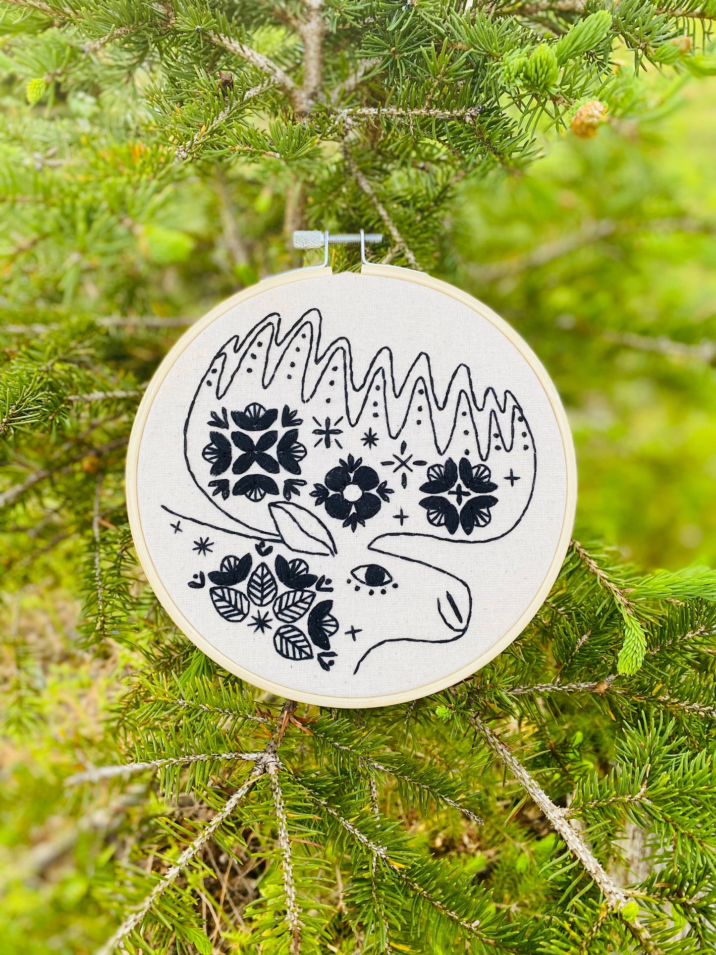 LAST CHANCE Folk Moose Complete Embroidery Kit - Black