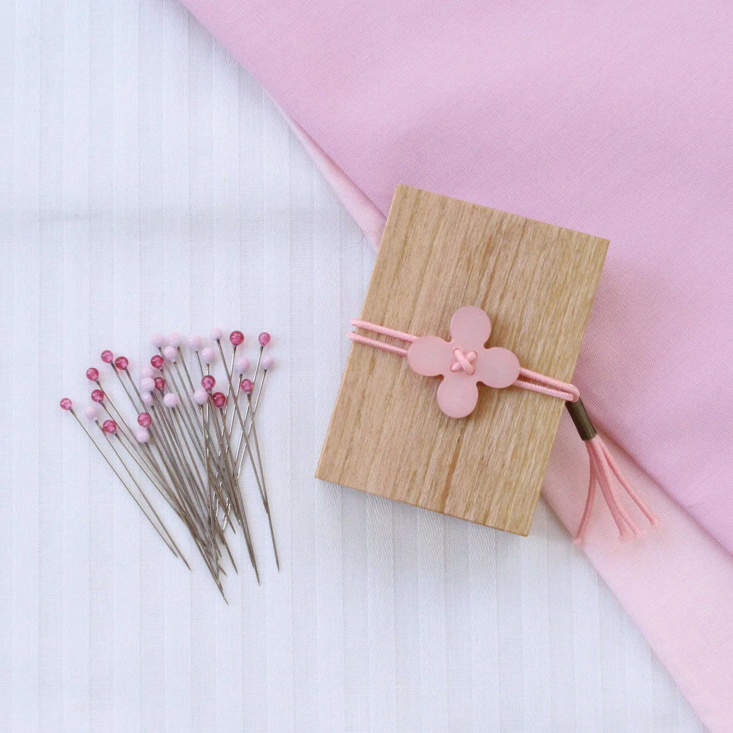 Cohana Glass Sewing Pins in a Cherry-Wood Box