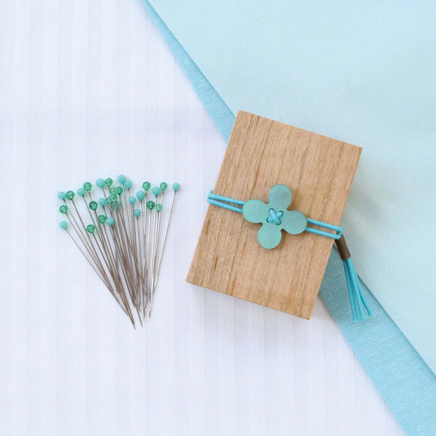 Cohana Glass Sewing Pins in a Cherry-Wood Box