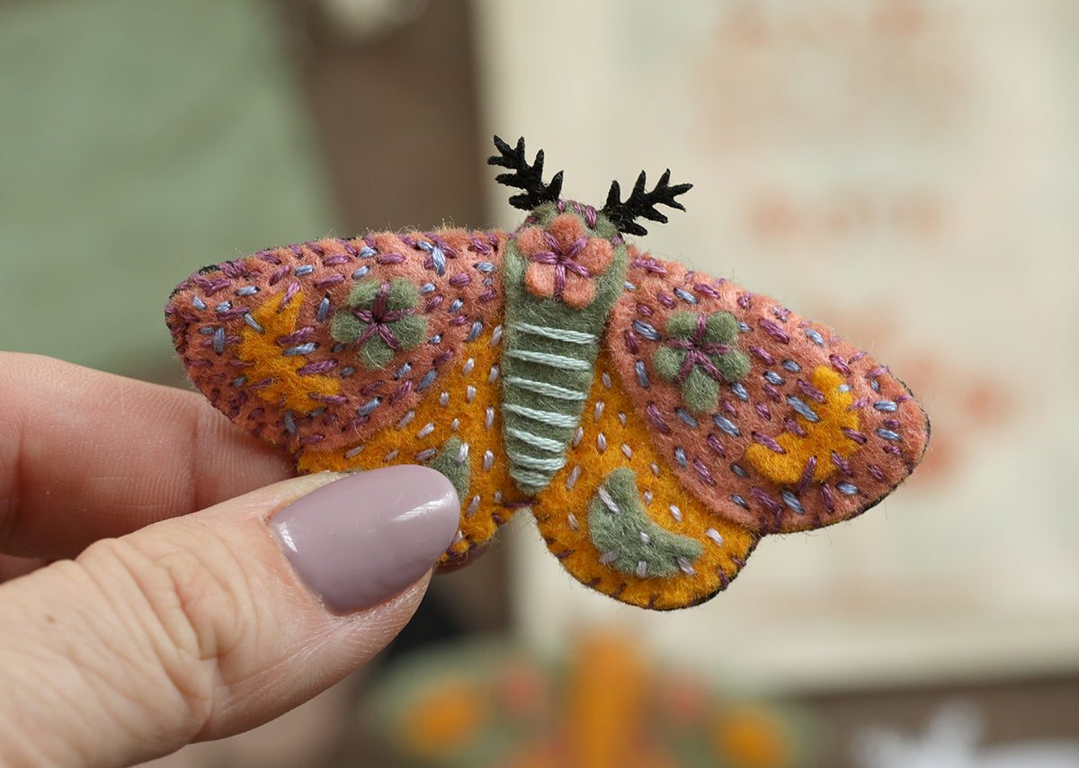 JULY 29 @ 12:00PM ET - Slow Stitch Moth Brooch Kit
