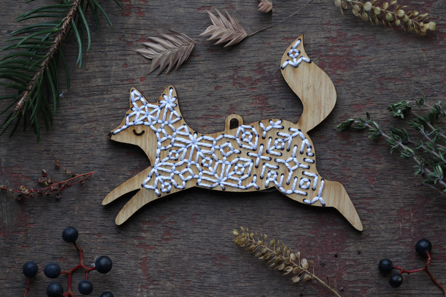 Set of 6 - DIY Stitched Ornament Kit (Oak Set)