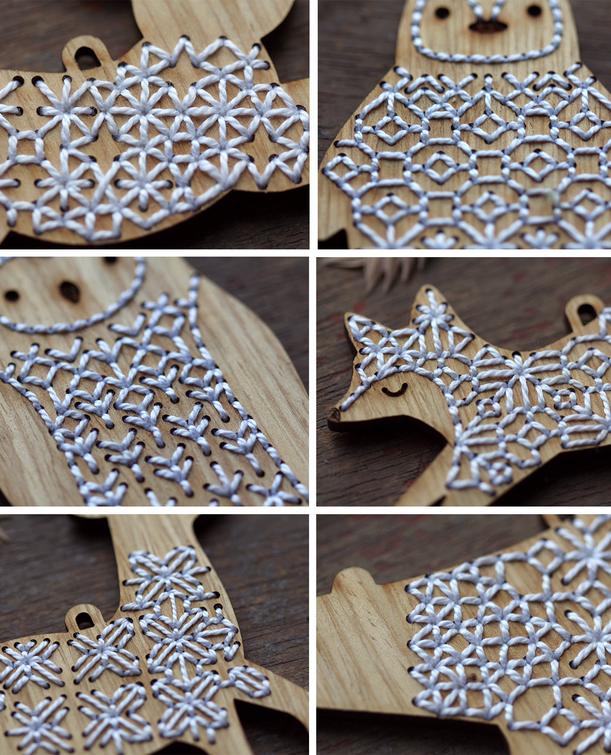 Set of 6 - DIY Stitched Ornament Kit (Oak Set)