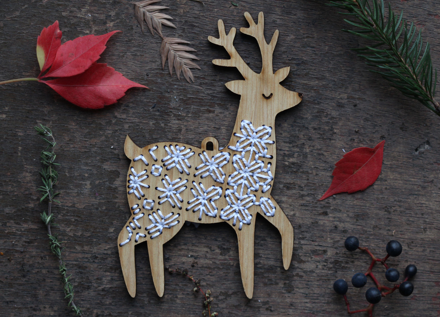Set of 6 - DIY Stitched Ornament Kit (Oak Set)