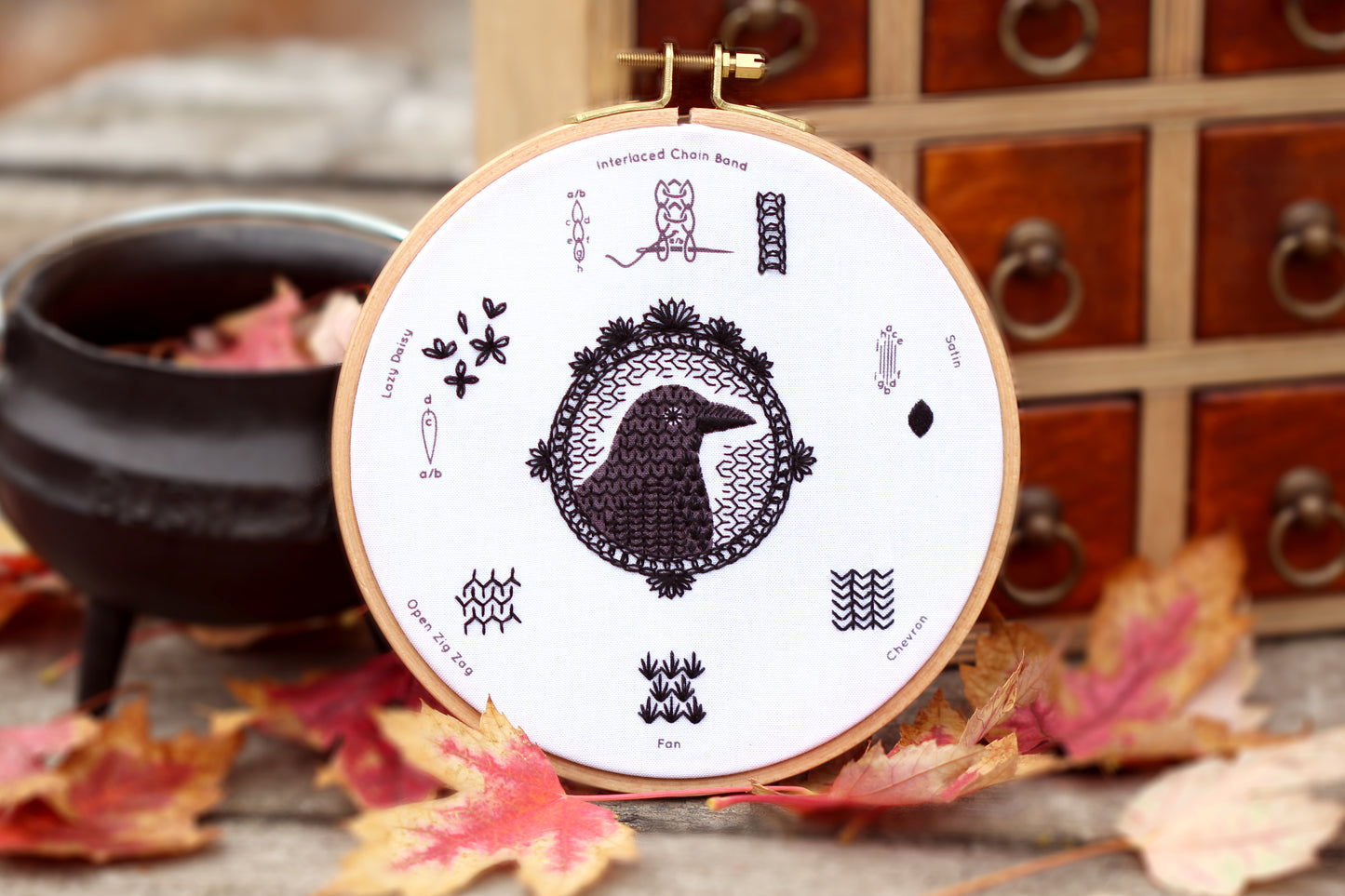 Crow - Embroidery Stitch Sampler