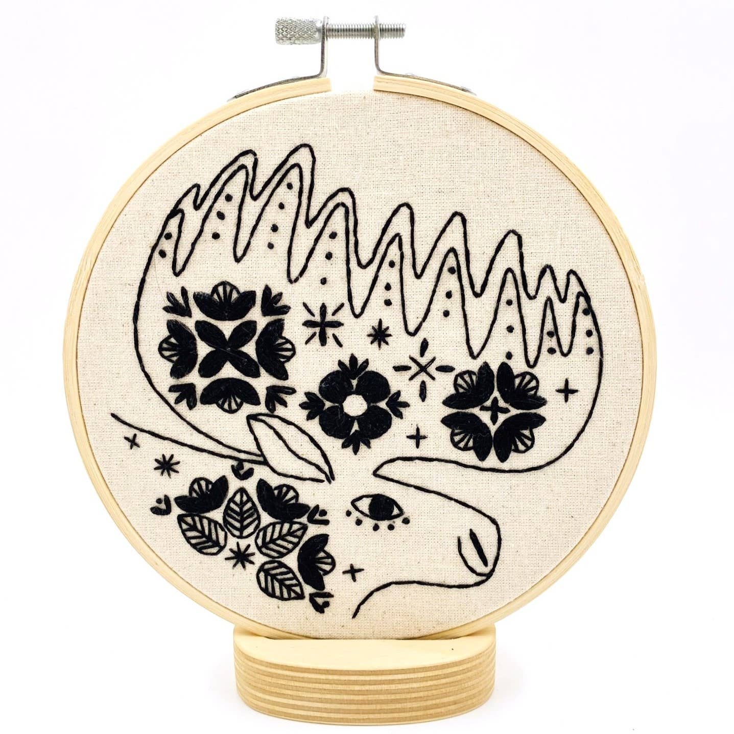 LAST CHANCE Folk Moose Complete Embroidery Kit - Black