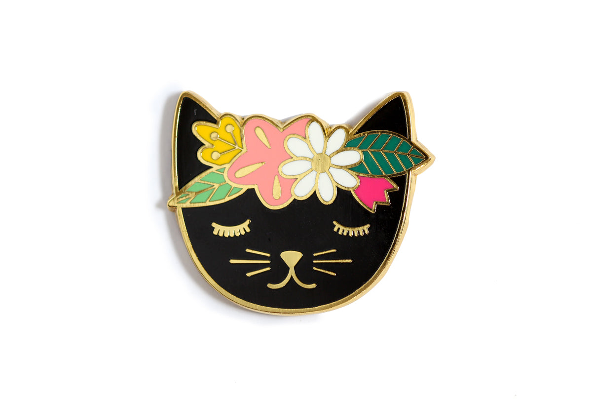 Floral Cat - Magnetic Needleminder (enamel)