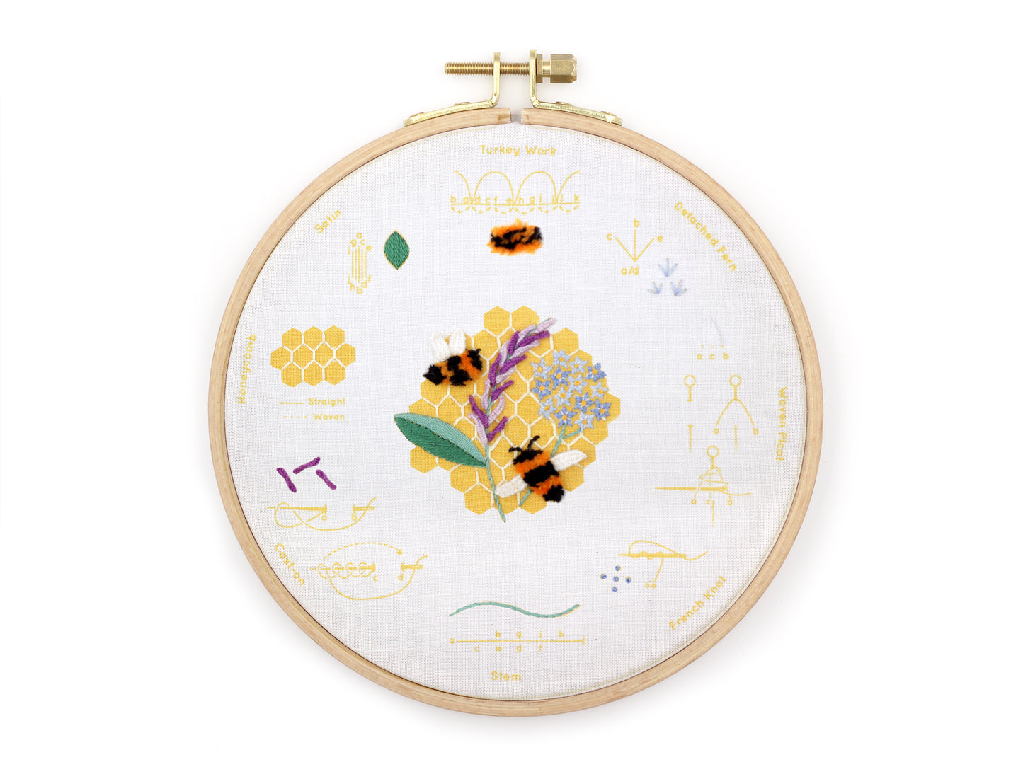 Honeybees - Embroidery Stitch Sampler