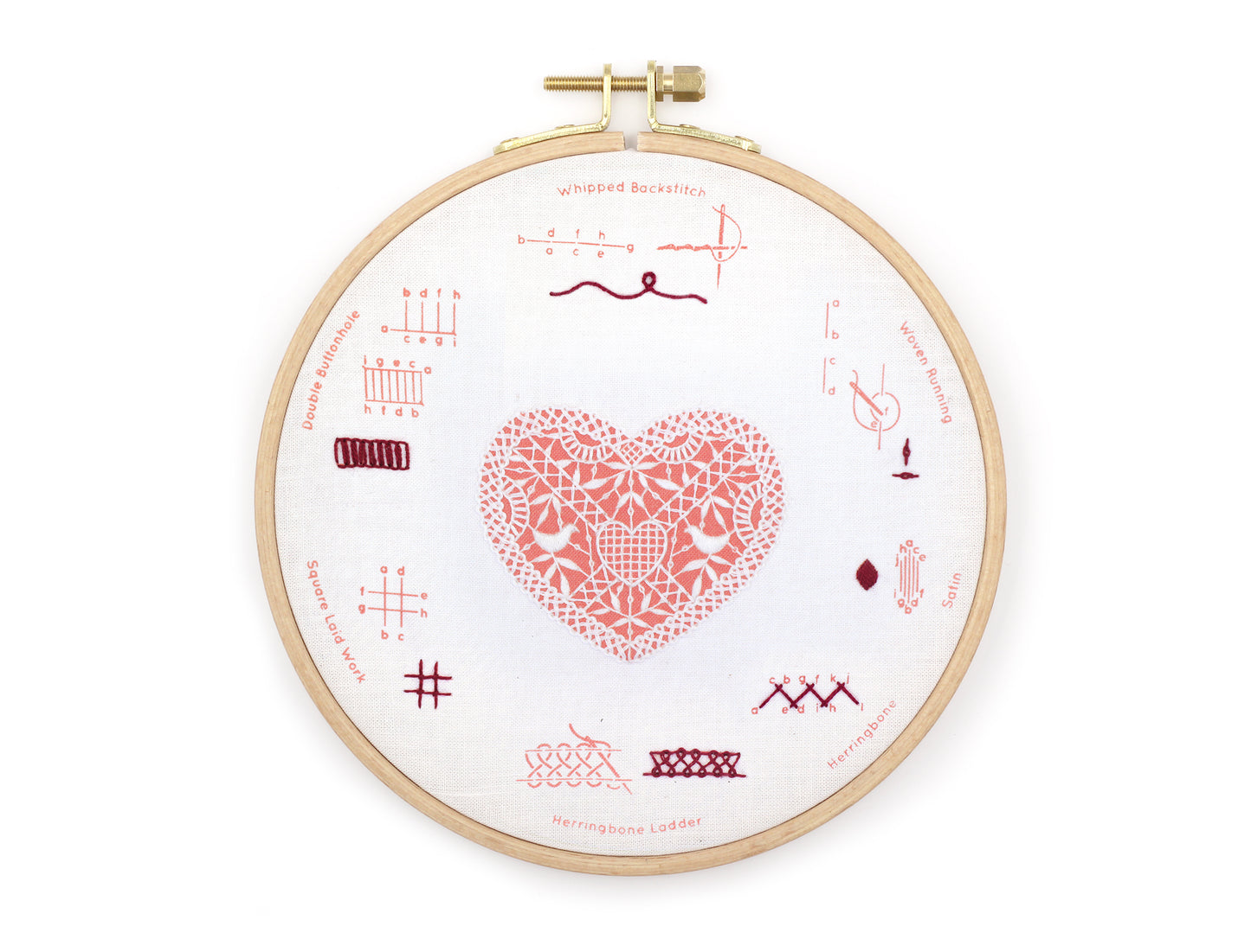 Lace Heart - Embroidery Stitch Sampler
