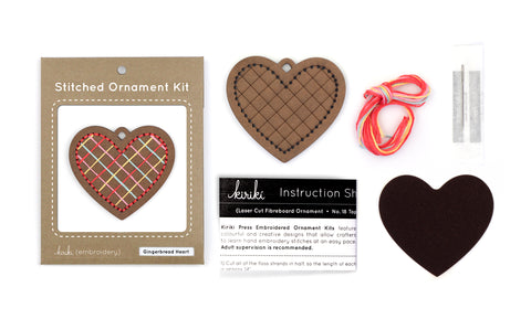 Gingerbread Heart - DIY Stitched Ornament Kit – Kiriki Press